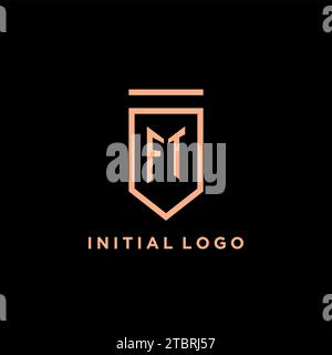 FT monogram initial with shield logo design icon vector graphic Stock Vector