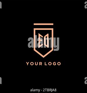 EO monogram initial with shield logo design icon vector graphic Stock Vector