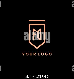 FO monogram initial with shield logo design icon vector graphic Stock Vector