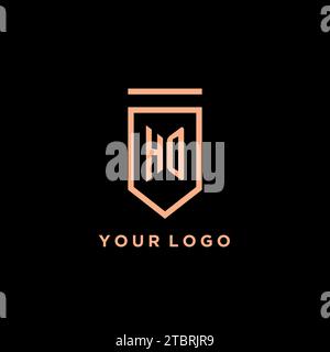 HO monogram initial with shield logo design icon vector graphic Stock Vector