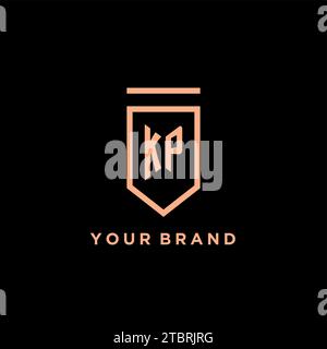 KP monogram initial with shield logo design icon vector graphic Stock Vector