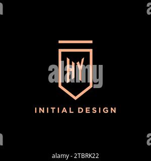 HY monogram initial with shield logo design icon vector graphic Stock Vector
