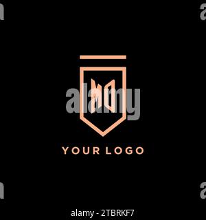 MO monogram initial with shield logo design icon vector graphic Stock Vector