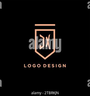 JX monogram initial with shield logo design icon vector graphic Stock Vector