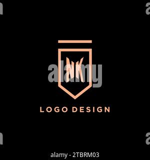 NK monogram initial with shield logo design icon vector graphic Stock Vector