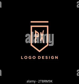 PX monogram initial with shield logo design icon vector graphic Stock Vector