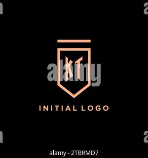 KT monogram initial with shield logo design icon vector graphic Stock Vector