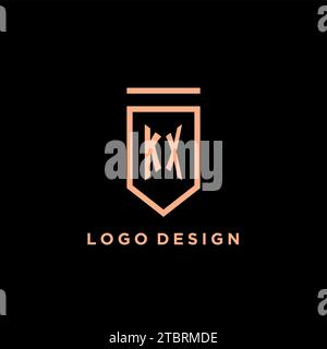 KX monogram initial with shield logo design icon vector graphic Stock Vector