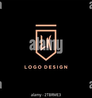 LK monogram initial with shield logo design icon vector graphic Stock Vector