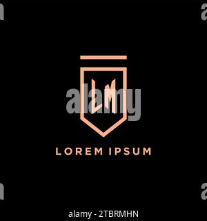 LM monogram initial with shield logo design icon vector graphic Stock Vector