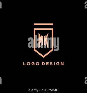MK monogram initial with shield logo design icon vector graphic Stock Vector