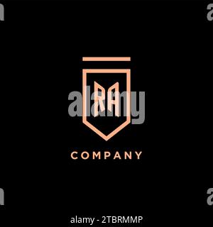 RA monogram initial with shield logo design icon vector graphic Stock Vector