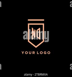 NO monogram initial with shield logo design icon vector graphic Stock Vector