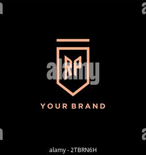 RP monogram initial with shield logo design icon vector graphic Stock Vector