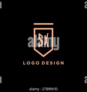 SX monogram initial with shield logo design icon vector graphic Stock Vector