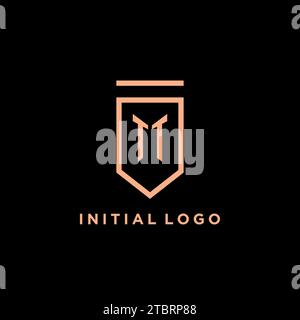 TT monogram initial with shield logo design icon vector graphic Stock Vector