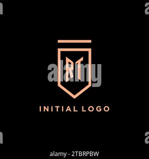 RT monogram initial with shield logo design icon vector graphic Stock Vector