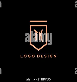 TK monogram initial with shield logo design icon vector graphic Stock Vector