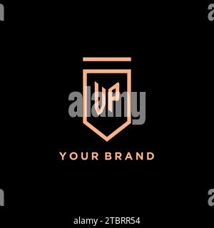 VP monogram initial with shield logo design icon vector graphic Stock Vector