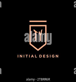 TY monogram initial with shield logo design icon vector graphic Stock Vector