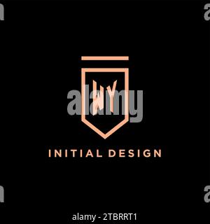 WY monogram initial with shield logo design icon vector graphic Stock Vector
