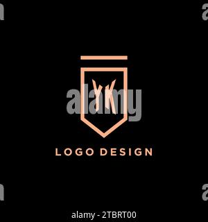 YK monogram initial with shield logo design icon vector graphic Stock Vector