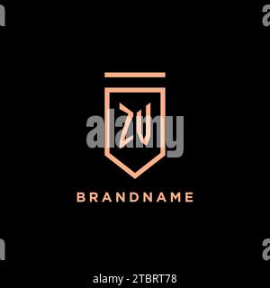 ZV logo initial monogram with shield and sword design ideas Stock ...