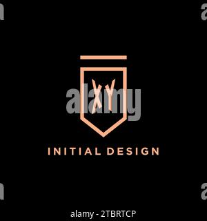 XY monogram initial with shield logo design icon vector graphic Stock Vector