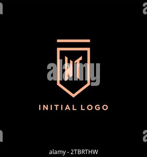 WT monogram initial with shield logo design icon vector graphic Stock Vector