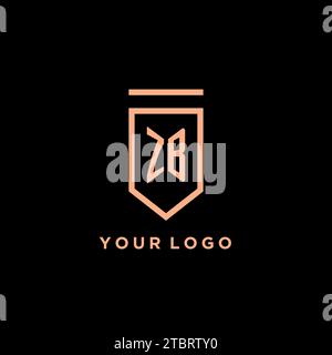 ZB monogram initial with shield logo design icon vector graphic Stock Vector