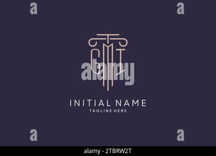 GI logo initial pillar design with luxury modern style best design for legal firm design ideas Stock Vector