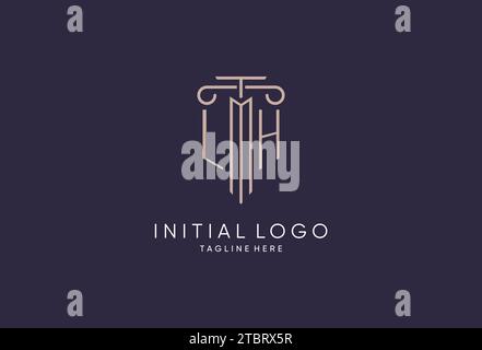 LH initial with monoline pillar logo style, luxury monogram logo design ...