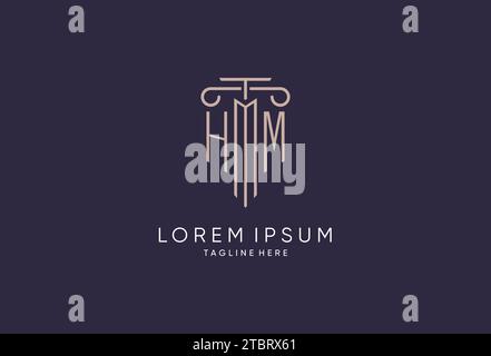 HM logo initial pillar design with luxury modern style best design for legal firm design ideas Stock Vector