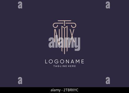 NX initial with monoline pillar logo style, luxury monogram logo design ...