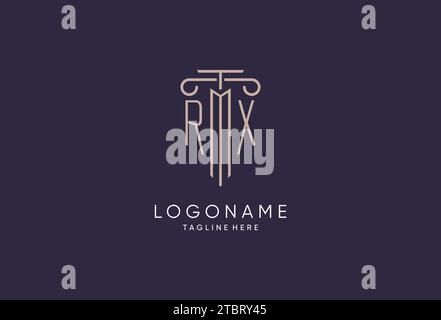 RX initial with monoline pillar logo style, luxury monogram logo design ...