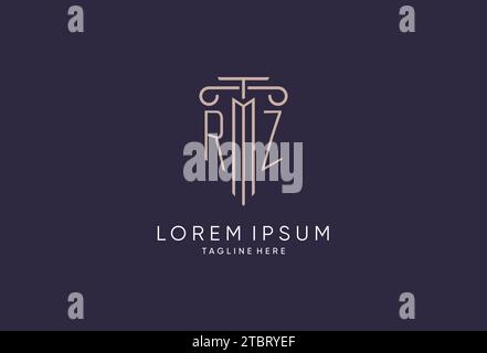 RZ logo initial pillar design with luxury modern style best design for legal firm design ideas Stock Vector