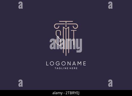 ST logo initial pillar design with luxury modern style best design for legal firm design ideas Stock Vector