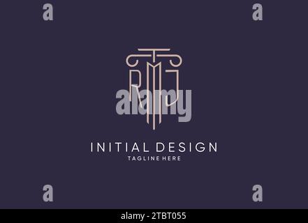 RJ logo initial pillar design with luxury modern style best design for legal firm design ideas Stock Vector