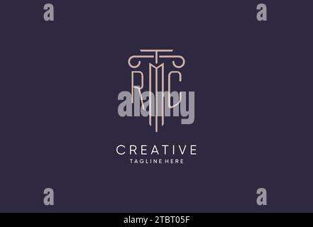 RC initial with monoline pillar logo style, luxury monogram logo design ...