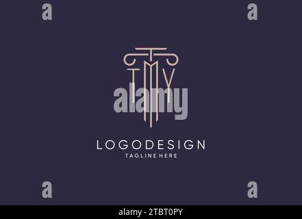 TY logo initial pillar design with luxury modern style best design for legal firm design ideas Stock Vector