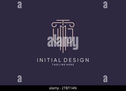 UJ logo initial pillar design with luxury modern style best design for legal firm design ideas Stock Vector