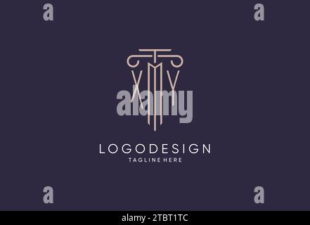 XY initial with monoline pillar logo style, luxury monogram logo design ...