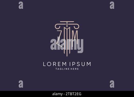 ZM initial with monoline pillar logo style, luxury monogram logo design ...