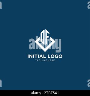 Initial OF logo square rhombus with lines, modern and elegant logo design vector graphic Stock Vector