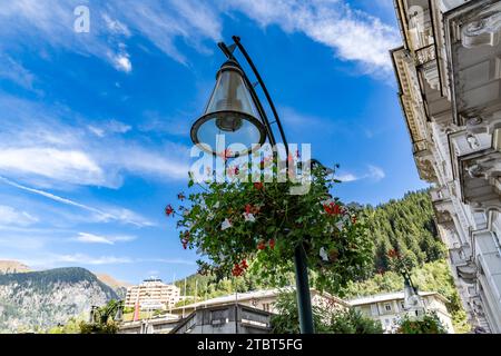 Street lamp in the center of Bad Gastein, Gasteinertal, Hohe Tauern National Park, Austria, Europe Stock Photo