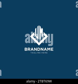 Initials UM logo rhombus lines shape style, luxury modern real estate ...