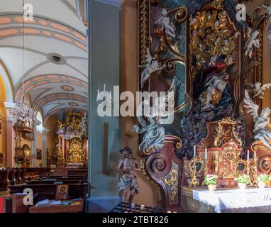 Gutenstein, pilgramage church Mariahilfberg, nave in Vienna Alps, Lower Austria, Austria Stock Photo