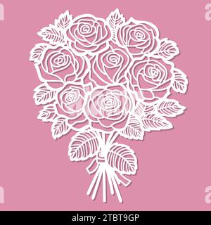Bouquet of roses. Template for laser cutting from paper, cardboard, wood, metal. For the design of wedding cards, envelopes, interior decorations, sti Stock Vector