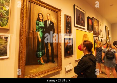 England, London, National Portrait Gallery, History Makers Now Space displaying Contemporary Artwork of Famous People Stock Photo