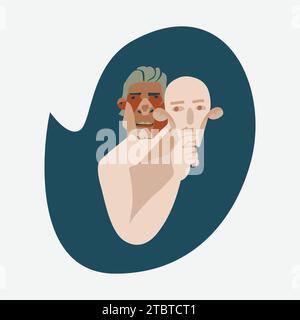 Hand drawn faces with various emotions vector set. Flat editable ...